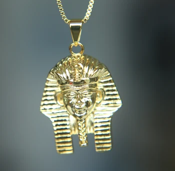 Vyriški papuošalai aukštos lenkijos bling kibirkšties aukso didelis pakabukas faraonas 3d formos pakabukas vyrų karoliai