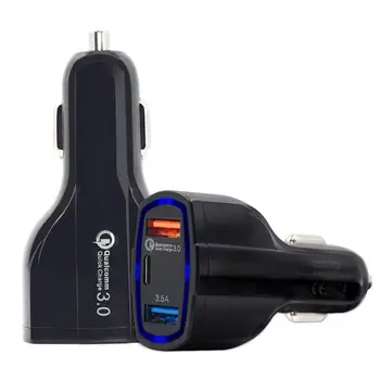 USB Tipo C Automobilinis Įkroviklis -USB C Greitai Įkrauti 3.0 USB Automobilinis Kroviklis(2 USB jungtys, 1 C Tipo Uostai) Iphone Samsung Galaxy S8 S9 Plus