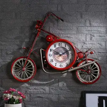 Europos kūrybos kaustytomis geležies motociklo laikrodis sienų apdaila sienų apdailai pakabukas drabužių parduotuvė sienų apdailai LB51234
