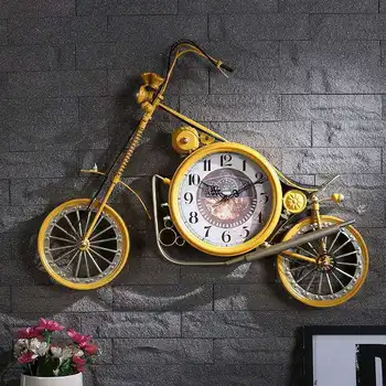Europos kūrybos kaustytomis geležies motociklo laikrodis sienų apdaila sienų apdailai pakabukas drabužių parduotuvė sienų apdailai LB51234