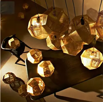 Šiuolaikinės šviestuvo Šviesos vieno Galvų Kabo Žibintus, Gyvenamasis Kambarys su virtuvės Dizainas, Vintage Reguliuoti gabaritinį aukso Lempos Pritemdomi