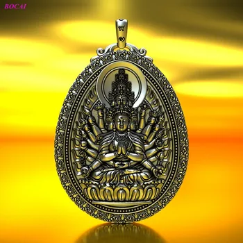 BOCAI S999 sterlingas sidabro pakabukas aštuonių anulet Globėjas buda Avalokitešvara Tailando sidabro amatų populiarus vyrų pakabukas