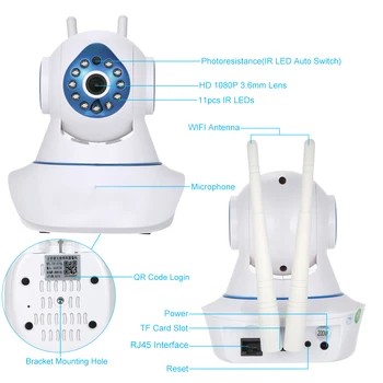 Rsj Belaidžio wifi Saugumo Kameros IP 1080P vaizdo Kamera Smart CCTV Saugumo kamerų Tinklo Kūdikio stebėjimo Namų Serveillance Wifi Kamera