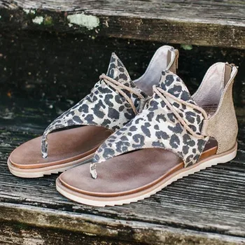 Leopardas Spausdinti Moterys, Ponios Sandalai Vasarą Batai Patogus Kojų Čiurnos Tuščiaviduriai Sandalai Juostelės Vienodo Sandalai 2020 FashionSandalias