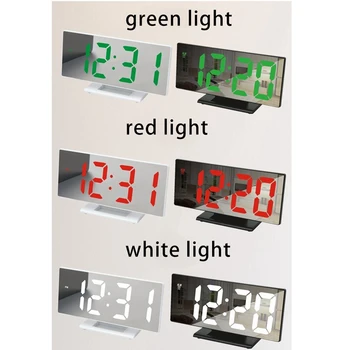 Karšto Skaitmeninis Laikrodis LED Veidrodis Elektroninis Laikrodis LCD Ekranas Skaitmeninis Stalo Laikrodžiai su Temperatūra Kalendorius