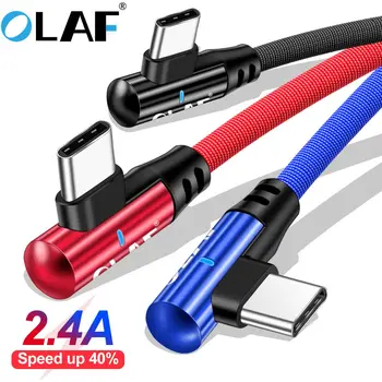 OLAF 2.4 USB C Tipo 90 Laipsnių USB C Kabelis Samsung Galaxy S10 S9 Plus 
