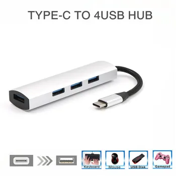 4 Prievadų USB šakotuvas Skirstytuvo Tipą-C USB OTG Adapteris Keitiklis Skirtas Gamepad Pelę, Klaviatūrą, U Disko