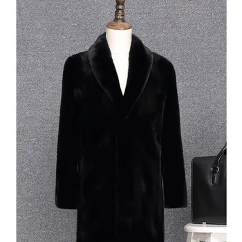 Nauja stiliaus vyriški Žiemos paltai nekilnojamojo susiuvimo audinės kailinius, kailis juoda madingas kailis šiltas ir atsispirti šalčio