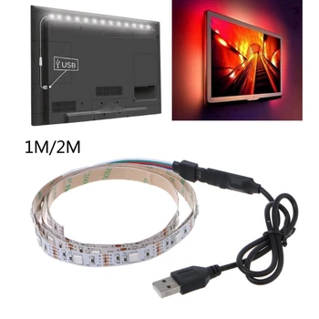 1 Set DC 5V USB 30 LED/m, 5050 RGB Ne Vandeniui Lanksti LED Šviesos Juostelės TV Atgal Apšvietimas+24 Pagrindinių Nuotolinio