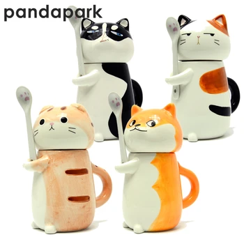 Pandapark Mielas Animacinių filmų Kūrybos Kavos Puodelis Keramikos Asmenybės Puodelis su Šaukšteliu Office Pienas, Kava Masažuoklis Pusryčių Puodelis PPX015