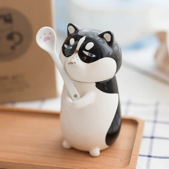 Pandapark Mielas Animacinių filmų Kūrybos Kavos Puodelis Keramikos Asmenybės Puodelis su Šaukšteliu Office Pienas, Kava Masažuoklis Pusryčių Puodelis PPX015