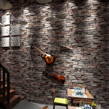 Kinijos nostalgišką Retro 3D plytų imitacija PVC tapetai pub tema, restoranas, parduotuvė, kultūros akmens pilka raudona plytų grynas tapetai