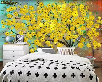 Beibehang Pasirinktinius nuotraukų 3d tapetai, freskos šiuolaikinio abstraktaus turtingas medžio aliejaus tapyba fone sienų tapybą sienų dokumentai namų dekoro