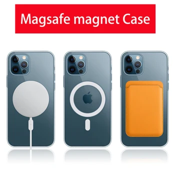 Originalus aišku, Telefono dėklas Skirtas iphone 12 Pro Max 12 mini Magnetas Magsafe Oro Šarvai Skaidrus, atsparus smūgiams Apsauginis Atgal Apima
