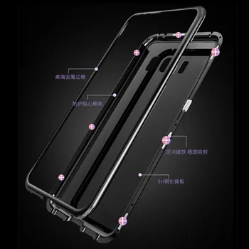 Magnetinio Apversti Bumper Case for Samsung Galaxy S8 S9 Plus Pastaba 8 S7 S7 Kraštas Grūdintas Stiklo Atgal Padengti Prabangių Metalų Atveju