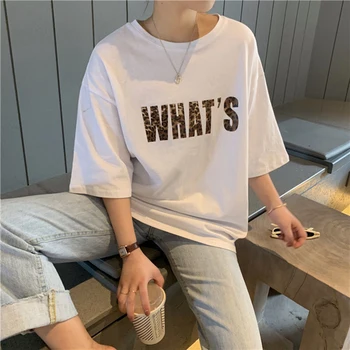 T-marškinėliai Moterims Laišką Madinga Paprasta O-Kaklo Visas rungtynes, Aukštos Kokybės Moterų korėjos Stiliaus Moteriški Vasaros Minkštas Ponios Laisvi Studentai