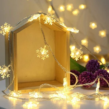6M 40LED Snaigės String Light Christmas Garland Pasakų LED Kamuolys Šviesos Žibintai Kalėdos Lauko Šalis Dekoro Baterija