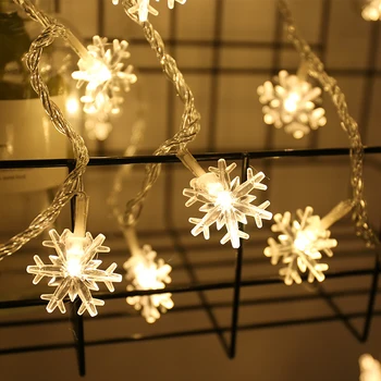 6M 40LED Snaigės String Light Christmas Garland Pasakų LED Kamuolys Šviesos Žibintai Kalėdos Lauko Šalis Dekoro Baterija
