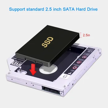 12.7 mm 2nd HDD Caddy Aliuminio Optibay SATA 3.0 Kietojo Disko Dėžutė Talpyklos DVD Adapteris 2.5 2TB SSD Laptopo CD-ROM