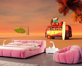 Automobilių paplūdimyje papel de parede,gyvenamasis kambarys su sofa-lova, TV wall vaikų miegamojo sienos dokumentų namų dekoro restoranas, baras freskos