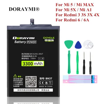 DROAYMI Telefono Baterija Xiaomi Mi 5 5X A1 Max Redmi 3 3 3X 4X 6 6A Pastaba 5A Pro Y1 Lite BM47 BM49 BN31 BN37 BM22 Bateria