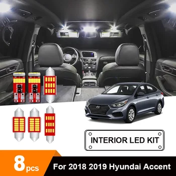 8X White Canbus led Automobilių salono apšvietimas Paketą Rinkinys for2018 2019 Hyundai Accent led interjero Dome bagažo skyriaus apšvietimas