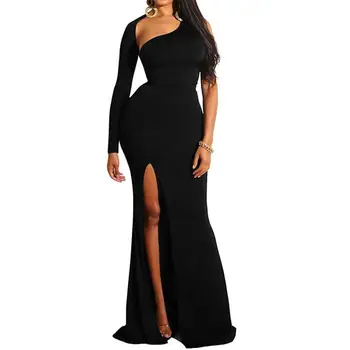 2020 M. Maxi Ilga Suknelė Moterims, Elegantiškas Plonas Bodycon Vieno Peties Suknelės Naktį Grindų Ilgio Suknelė Ponios Backless Šalies Moterų Suknelė