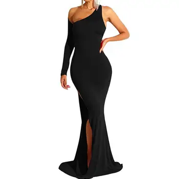 2020 M. Maxi Ilga Suknelė Moterims, Elegantiškas Plonas Bodycon Vieno Peties Suknelės Naktį Grindų Ilgio Suknelė Ponios Backless Šalies Moterų Suknelė