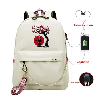 Anime Naruto Mokyklos kuprinė maišelis Uchiha Itachi Pečių Maišą, kuprinės, usb kabelis Unisex bagpack maišelį paauglių berniukas kelionės bookbag