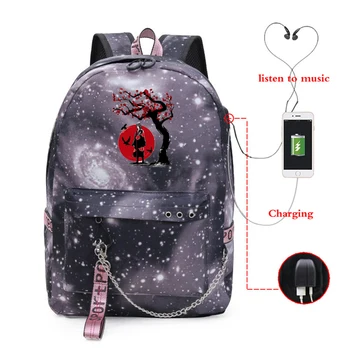 Anime Naruto Mokyklos kuprinė maišelis Uchiha Itachi Pečių Maišą, kuprinės, usb kabelis Unisex bagpack maišelį paauglių berniukas kelionės bookbag