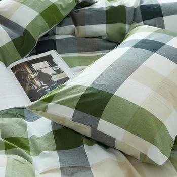 3pcs Viena antklode padengti 4pcs karalienė king size patalyne, nuplauti Medvilnės žalia skara lovos komplektas su vientisos spalvos įrengtas paklodės