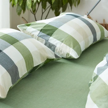 3pcs Viena antklode padengti 4pcs karalienė king size patalyne, nuplauti Medvilnės žalia skara lovos komplektas su vientisos spalvos įrengtas paklodės