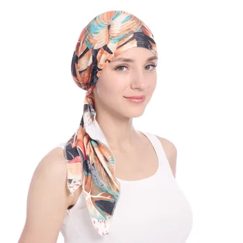 Naujas Moterų Galvos Skara Musulmonišką Hidžabą Skrybėlę Ruožas Gėlių Šifono Turbaną Chemo Kepurės Indijos Galvą Apvyniokite Plaukų Slinkimas Skarelė Žiemą