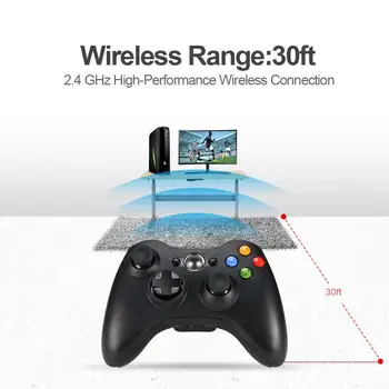 Aukščiausios Kokybės Bauda Juoda 2.4 GHz Wireless Gamepad Joypad Valdytojas Žaidimas Kreiptuką Mygtukai, skirti Xbox 360 Žaidimas