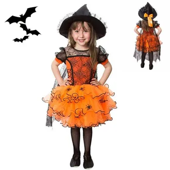 Naujas 1-5Y Baby Girl Helovinas Dress Merginos Voras Apsiaustu Ragana Išgalvotas Šalis Kostiumas Vaikų Šalis Suknelės Bamblys Drabužiai