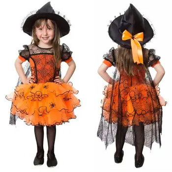 Naujas 1-5Y Baby Girl Helovinas Dress Merginos Voras Apsiaustu Ragana Išgalvotas Šalis Kostiumas Vaikų Šalis Suknelės Bamblys Drabužiai