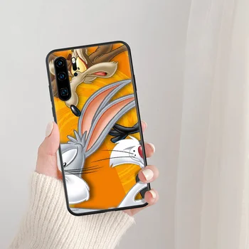 Juokingas Animacinių filmų Bugs Bunny Telefoną Atveju Huawei P Mate Smart 10 20 30 40 Lite Z 2019 Pro black Coque Tendencija Ląstelių Tapybos Bamperis