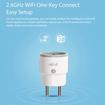 NEO Smart Plug WiFi Lizdas 2000W 10A Maitinimo Kištuko Stebėsenos Laikmačio Jungiklis ES Lizdo Valdymas Balsu Alexa, Google 