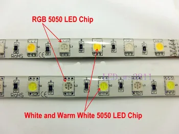 5M/roll DC12V 60leds/m SMD5050 Mišrios Spalvos RGBW RGB + (Šiltai/šaltai Balta) RGBWW RGBCW LED šviesos Juostelės 5pin IP30/IP65/IP67 300 Led