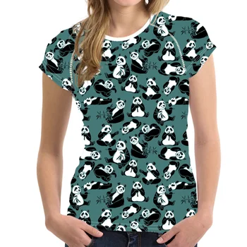 NOISYDESIGNS Mielas Mėlynos Spausdinimo Gyvūnų Panda Viršūnes Tee Vasarą Moterys Marškinėlius trumpomis Rankovėmis Atsitiktinis Paauglių Merginų, Mergaičių marškinėliai Naujiena