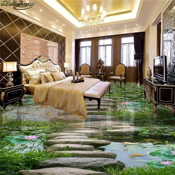 Beibehang Užsakymą foto tapetai, 3D lipnios PVC grindų dažymas lotus vonios kambarys, virtuvė takas 3D grindų įklijuoti sienos popieriaus