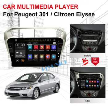 10.1 Colių IPS Ekranas Android automagnetolos, GPS Navigacijos Peugeot 301/Citroen Elysee m. m. 2016 m. 2017 Multimedia Player