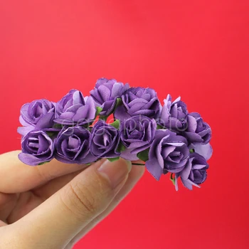 Naujas Gana 144 X Violetinė Mini Dirbtinio Popieriaus Rožių Gėlių Vestuvių Kortelės Dekoro 
