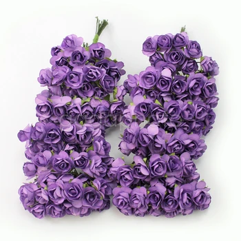 Naujas Gana 144 X Violetinė Mini Dirbtinio Popieriaus Rožių Gėlių Vestuvių Kortelės Dekoro 