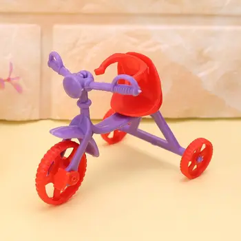 Lėlės Triratis Su Stūmimo Rankena Vaikai Miniatiūriniai Mini Žaislai Vaikams Dovanų Lėlių Priedai Plastiko Žaisti Namų Žaidimas Žaislas Y4UD