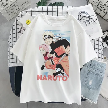 Naruto Uzumaki T-Shirt Moterims, Harajuku Vasaros trumpomis Rankovėmis Anime Grafinis T-Shirt 