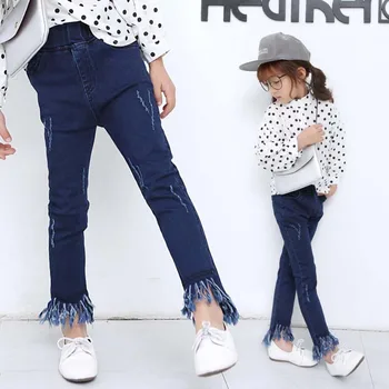 Vaikai džinsai mergaitėms pavasarį visas ilgis kelnės vaikams džinsinio audinio drabužius, 3-12T vaikai outwear merginos rudens mados kelnės kūdikių kelnės