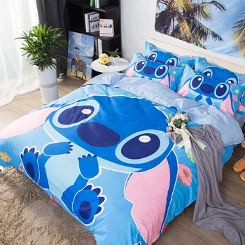 Animacinių filmų Dygsnio Patalynės komplektas karalienės dydžio antklodė padengti dvivietis miegamasis dekoro vaikams namų bendrosios lovatiesė berniuko lino poliesteris mėlyna
