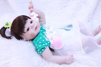 22inch 55cm full silikono reborn baby lėlės tikroviška atgimsta kūdikiams mergina mėlynas/rudas akis neprivaloma vaikui maudytis žaislas bonecas