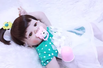 22inch 55cm full silikono reborn baby lėlės tikroviška atgimsta kūdikiams mergina mėlynas/rudas akis neprivaloma vaikui maudytis žaislas bonecas
